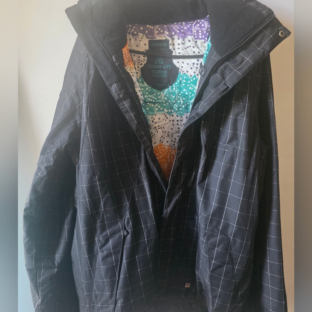 Nixon Ripzone Micro-Lite Mens M / L Black Grid Ski Snowboarding Jacket